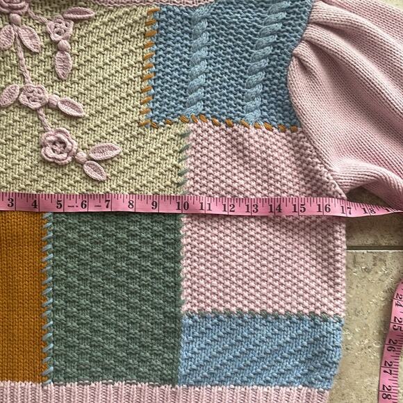 LoveShackFancy Allan Appliquéd Patchwork Knitted  Turtleneck Sweater - Picture 13 of 16